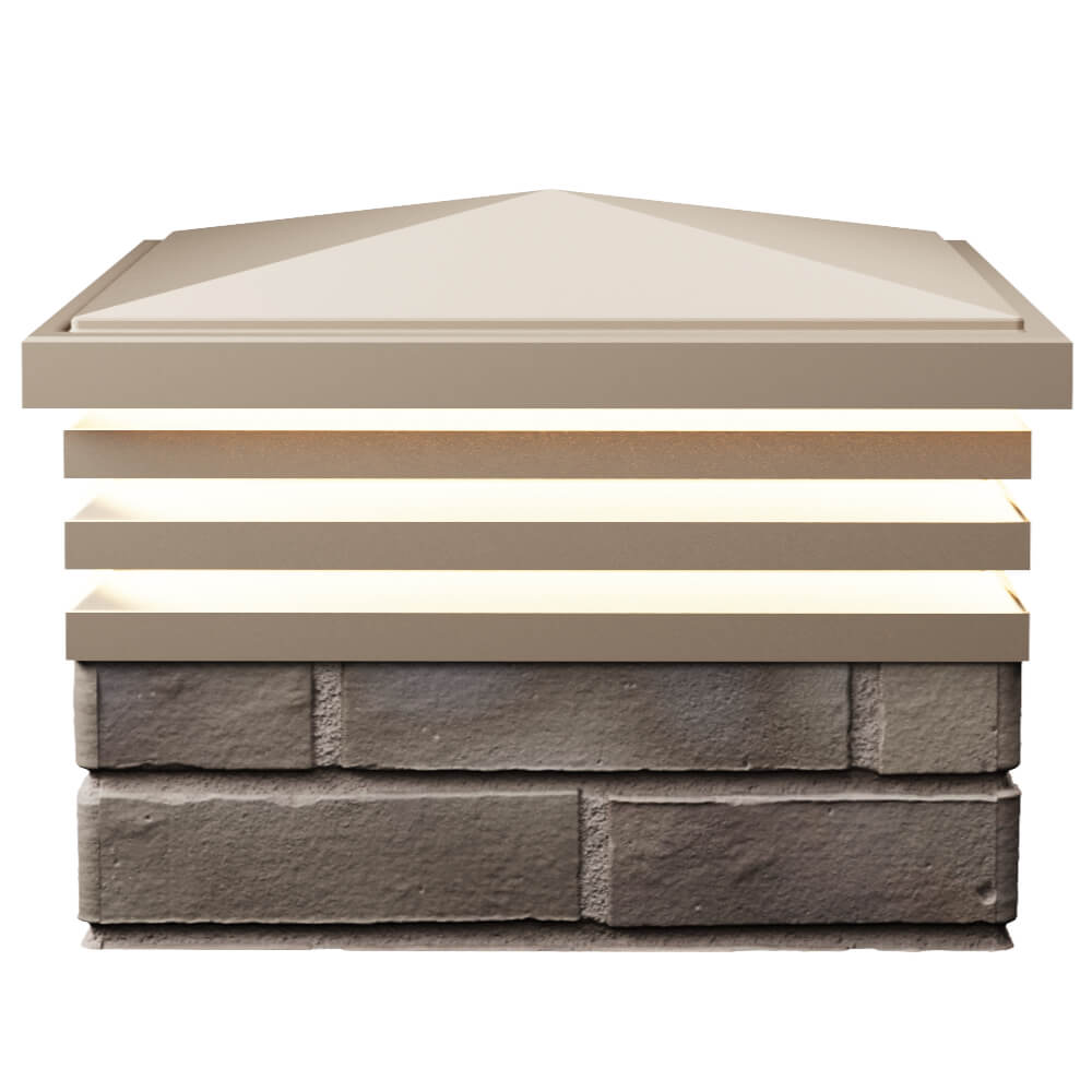 Колпак Zking Бона ХайТек Бежевый на столб 1.5х1.5 кирпича (385х385мм) с подсветкой в Бердске фото