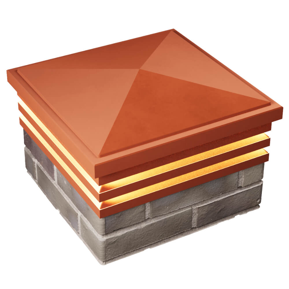 Колпак Zking Бона ХайТек Красный на столб 1.5х1.5 кирпича (385х385мм) с подсветкой в Бердске фото