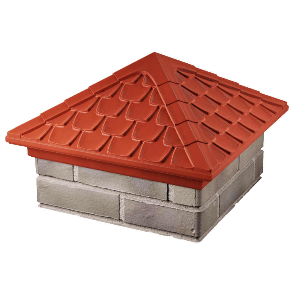 Колпак Zking Эльбрус Красный на столб 1.5х1.5 кирпича (385х385мм) в Бердске фото