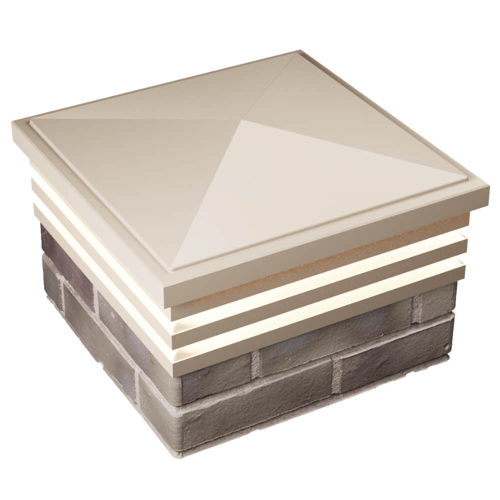 Колпак Zking Бона ХайТек Бежевый на столб 1.5х1.5 кирпича (385х385мм) с подсветкой в Бердске фото