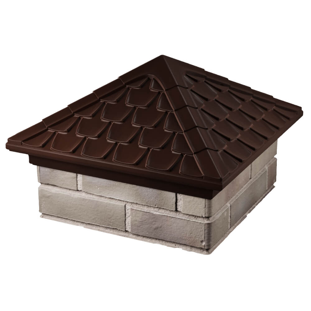 Колпак Zking Эльбрус Коричневый на столб 1.5х1.5 кирпича (385х385мм) в Бердске фото