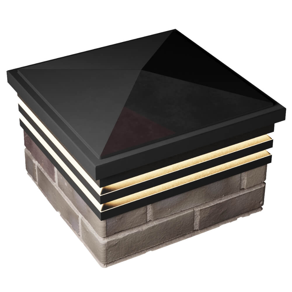 Колпак Zking Бона ХайТек Черный на столб 1.5х1.5 кирпича (385х385мм) с подсветкой в Бердске фото