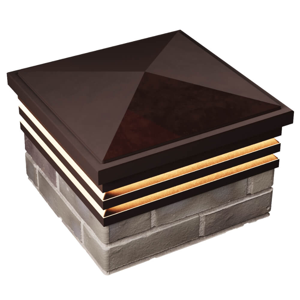 Колпак Zking Бона ХайТек Коричневый на столб 1.5х1.5 кирпича (385х385мм) с подсветкой в Бердске фото