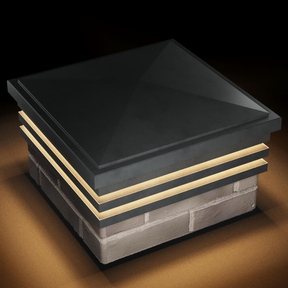 Колпак Zking Бона ХайТек Серый на столб 1.5х1.5 кирпича (385х385мм) с подсветкой в Бердске фото