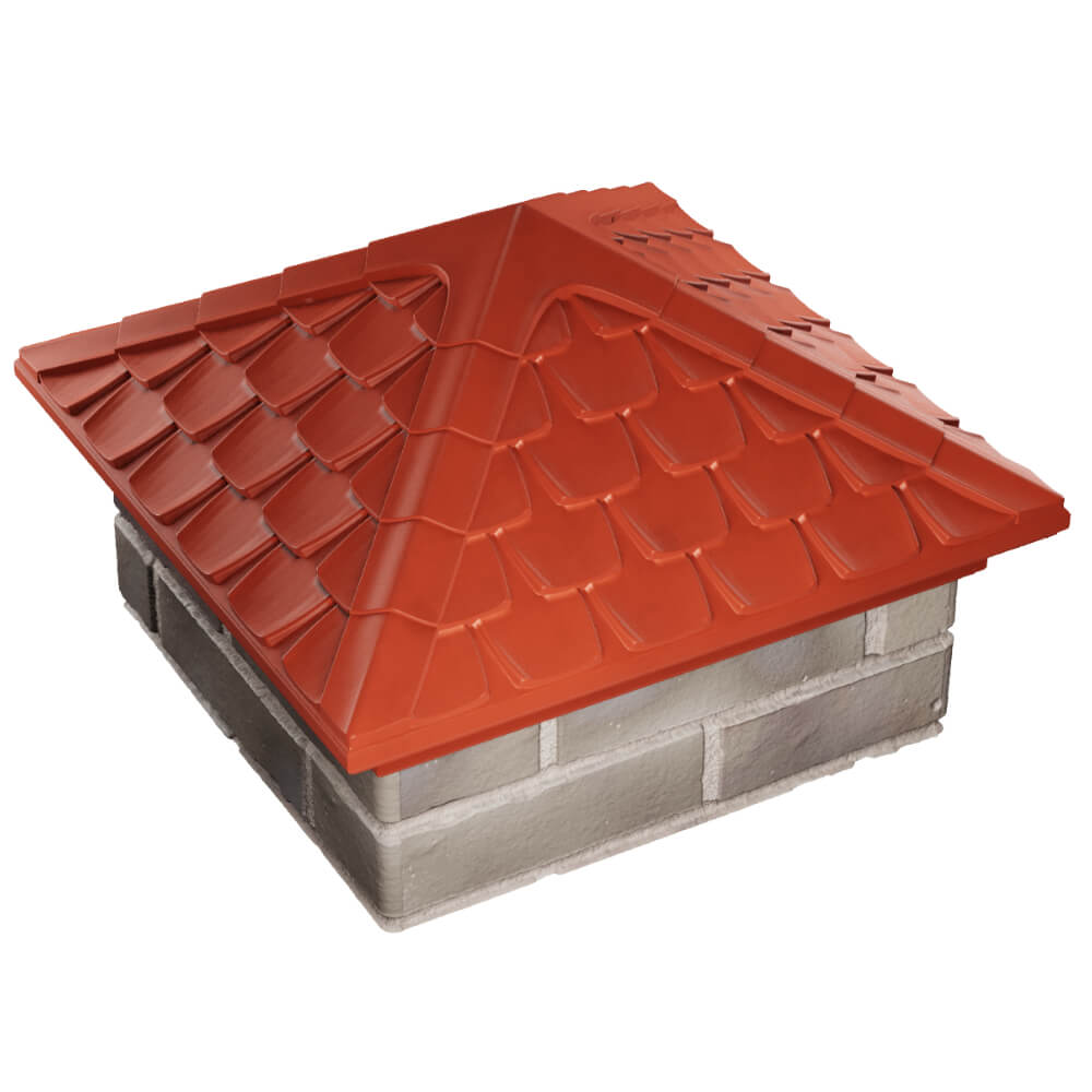 Колпак Zking Эльбрус Красный на столб 1.5х1.5 кирпича (385х385мм) в Бердске фото