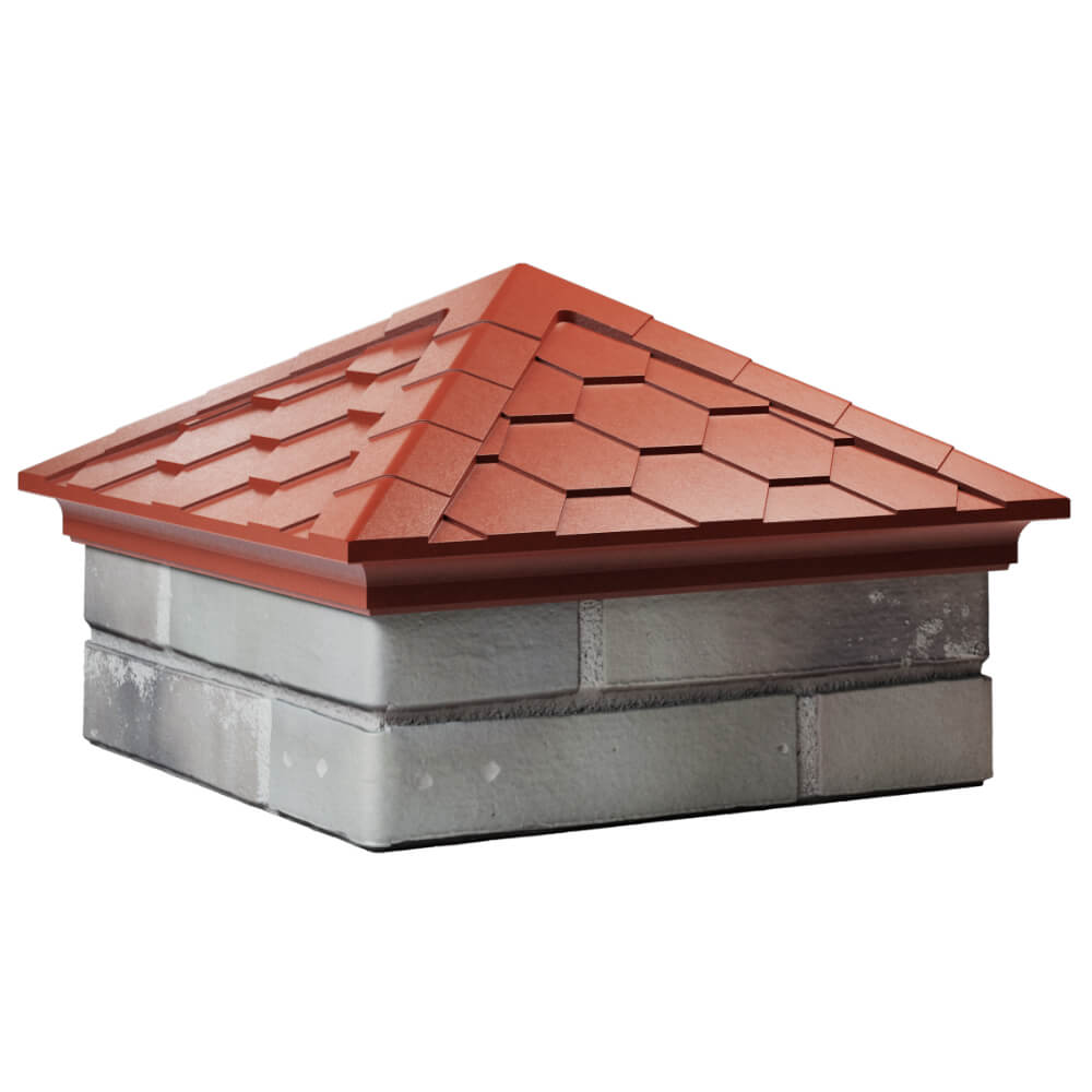 Колпак Zking Эверест Красный на столб 1.5х1.5 кирпича (390х390мм) в Бердске фото