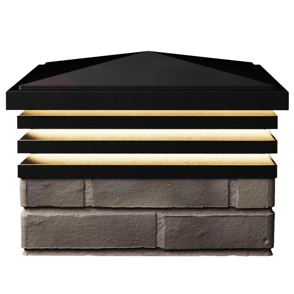 Колпак Zking Бона ХайТек Черный на столб 1.5х1.5 кирпича (385х385мм) с подсветкой в Бердске фото