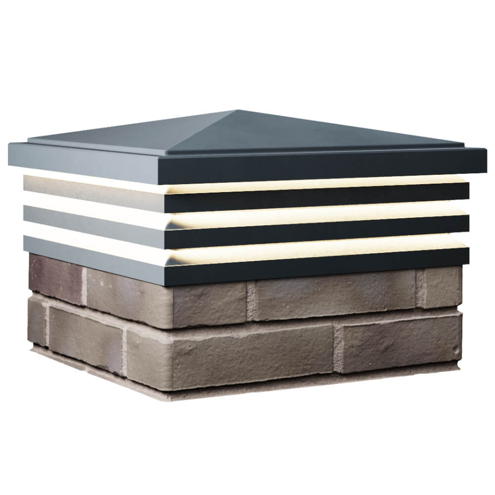 Колпак Zking Бона ХайТек Серый на столб 1.5х1.5 кирпича (385х385мм) с подсветкой в Бердске фото