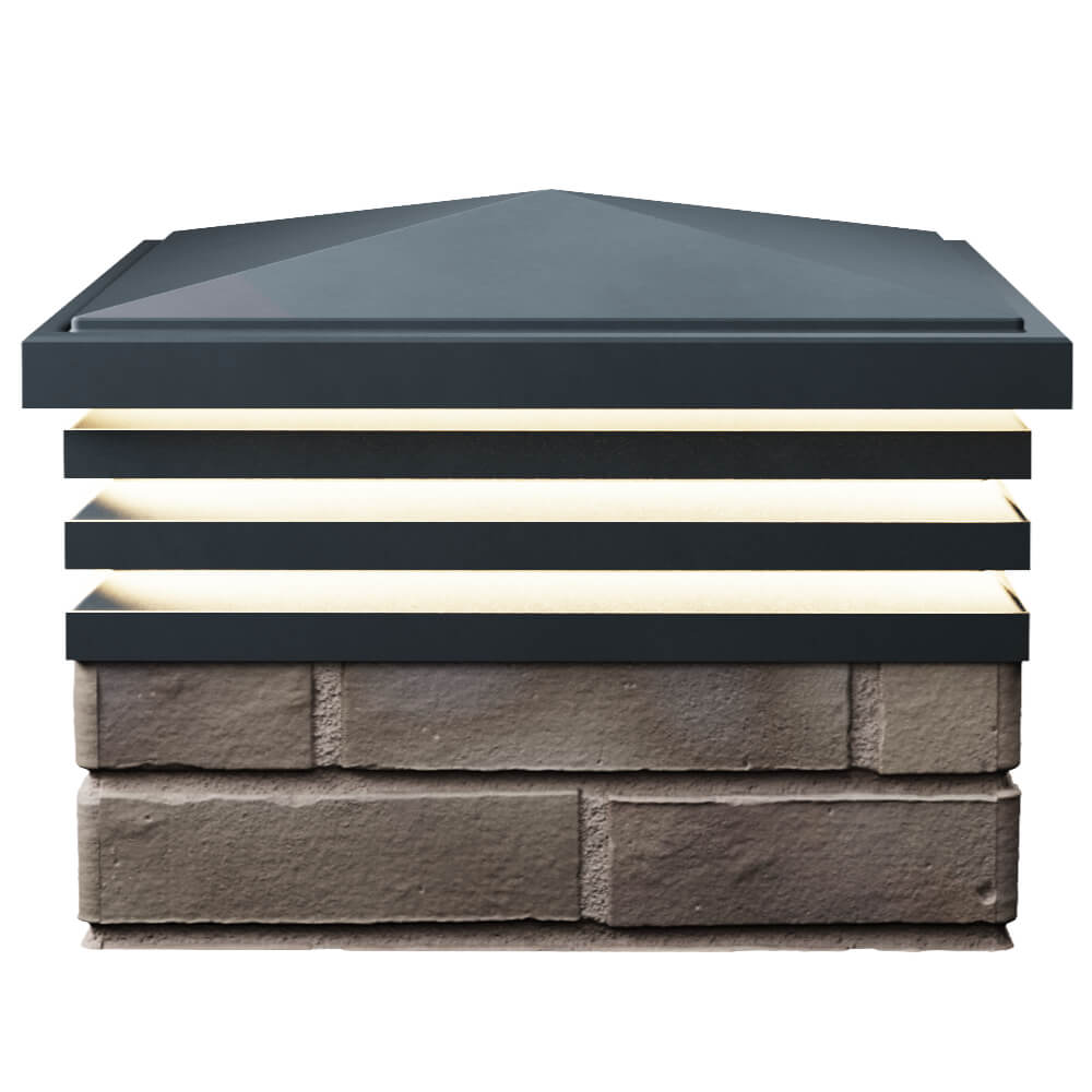 Колпак Zking Бона ХайТек Серый на столб 1.5х1.5 кирпича (385х385мм) с подсветкой в Бердске фото