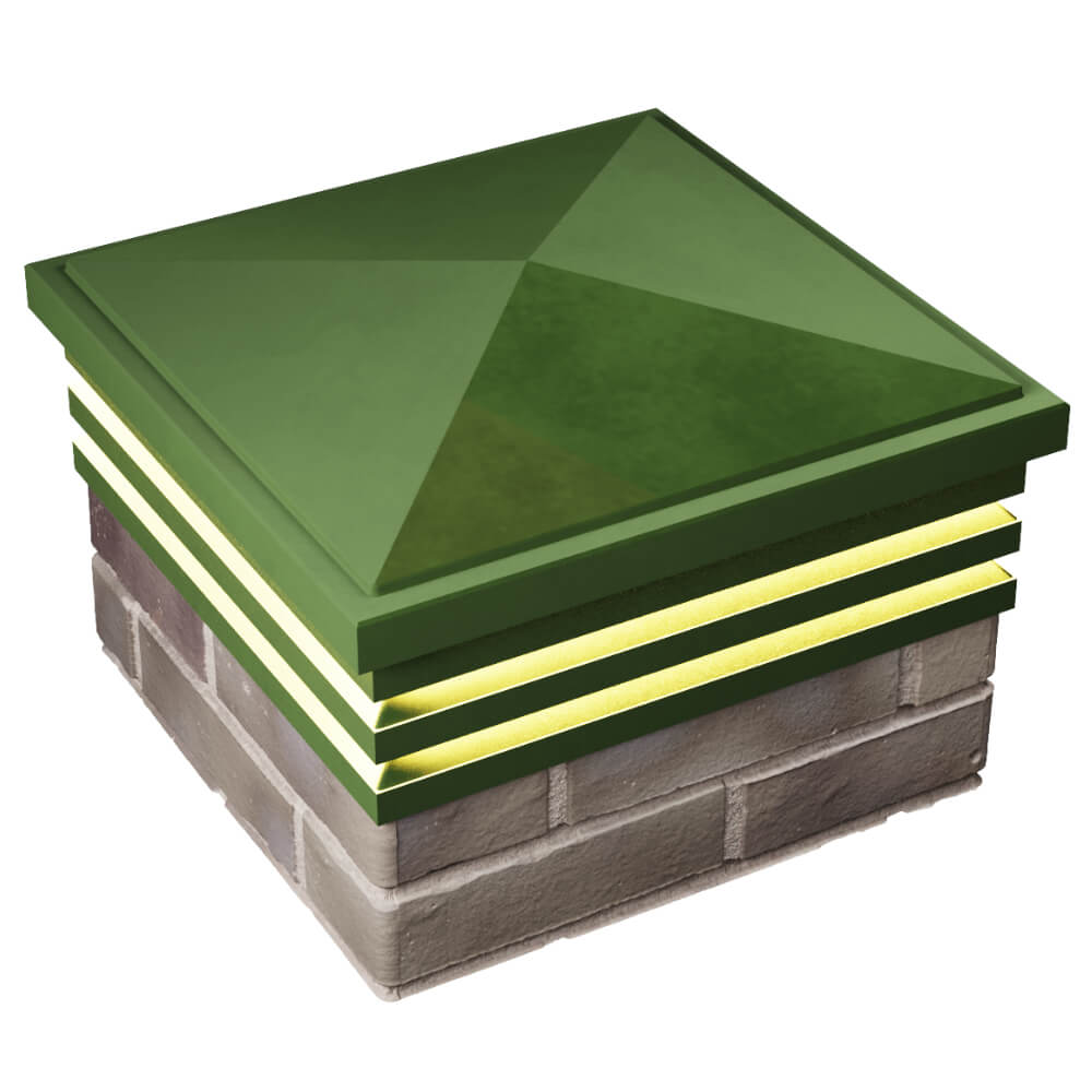 Колпак Zking Бона ХайТек Зеленый на столб 1.5х1.5 кирпича (385х385мм) с подсветкой в Бердске фото