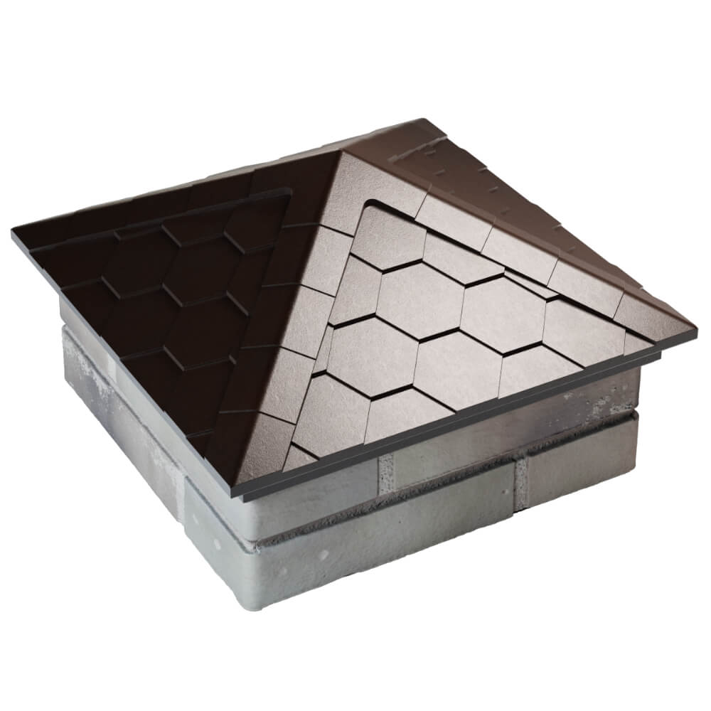 Колпак Zking Эверест Коричневый на столб 1.5х1.5 кирпича (390х390мм) в Бердске фото