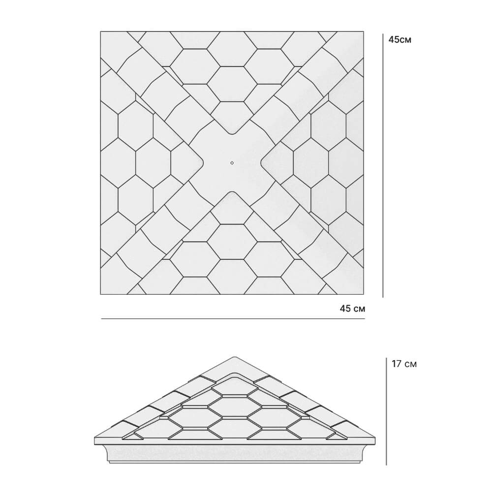 Колпак Zking Эверест Серый на столб 1.5х1.5 кирпича (390х390мм) в Бердске фото
