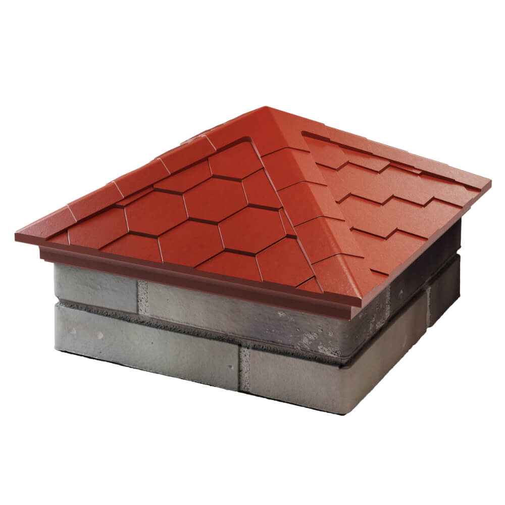 Колпак Zking Эверест Красный на столб 1.5х1.5 кирпича (390х390мм) в Бердске фото