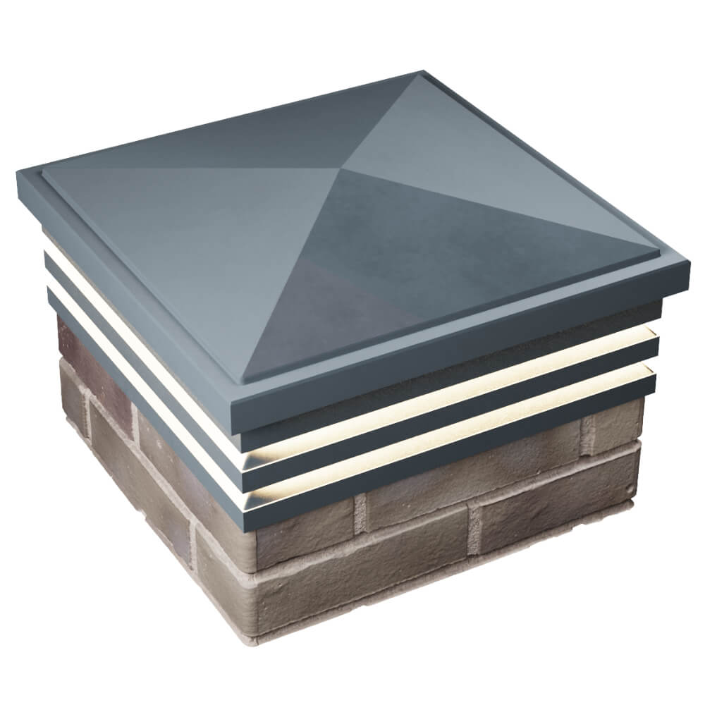 Колпак Zking Бона ХайТек Серый на столб 1.5х1.5 кирпича (385х385мм) с подсветкой в Бердске фото