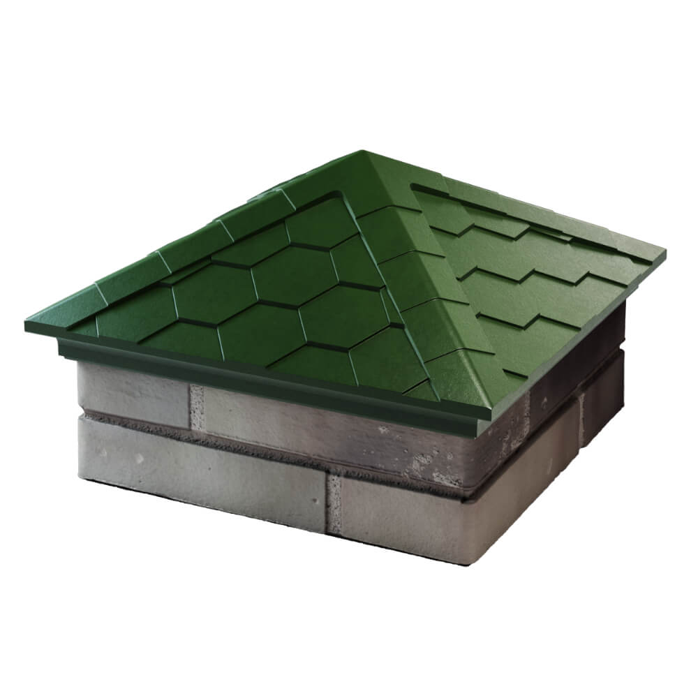 Колпак Zking Эверест Зеленый на столб 1.5х1.5 кирпича (390х390мм) в Бердске фото