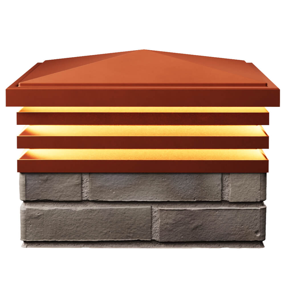 Колпак Zking Бона ХайТек Красный на столб 1.5х1.5 кирпича (385х385мм) с подсветкой в Бердске фото