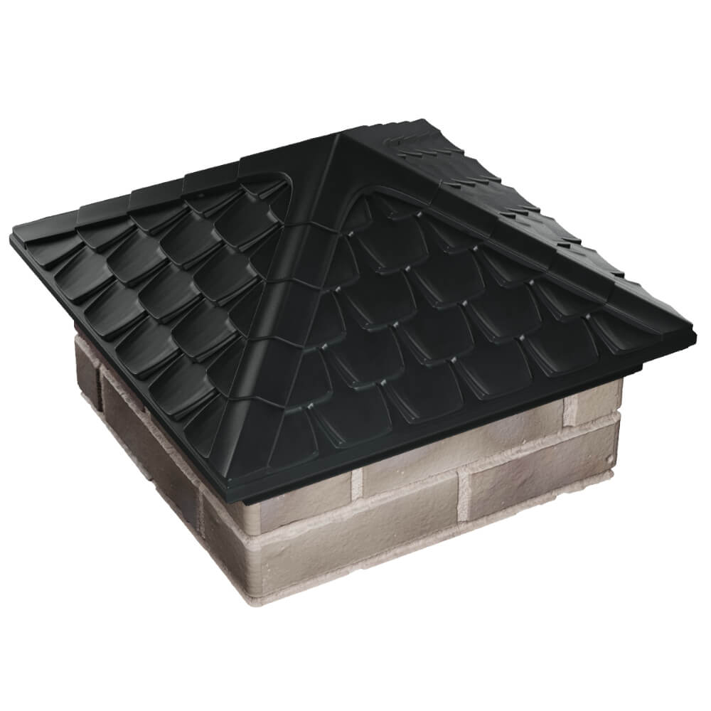 Колпак Zking Эльбрус Черный на столб 1.5х1.5 кирпича (385х385мм) в Бердске фото