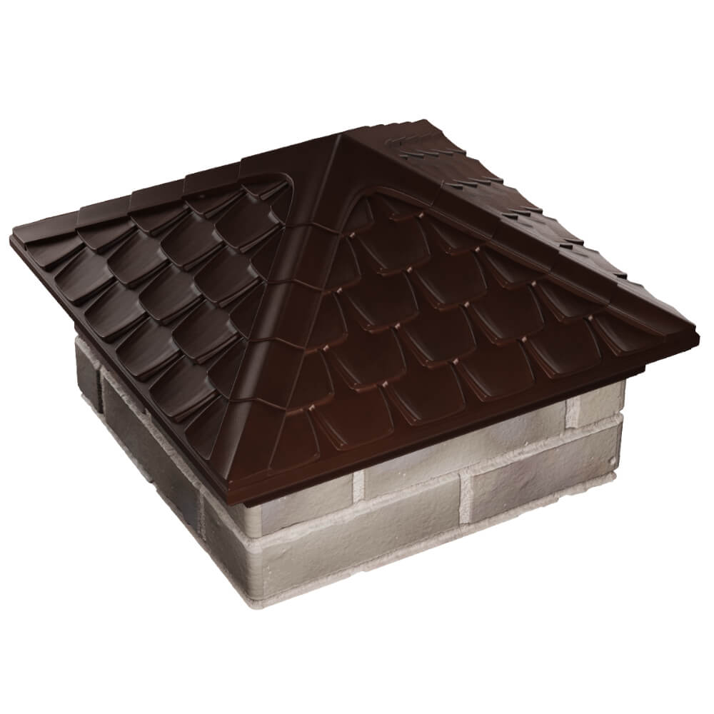 Колпак Zking Эльбрус Коричневый на столб 1.5х1.5 кирпича (385х385мм) в Бердске фото