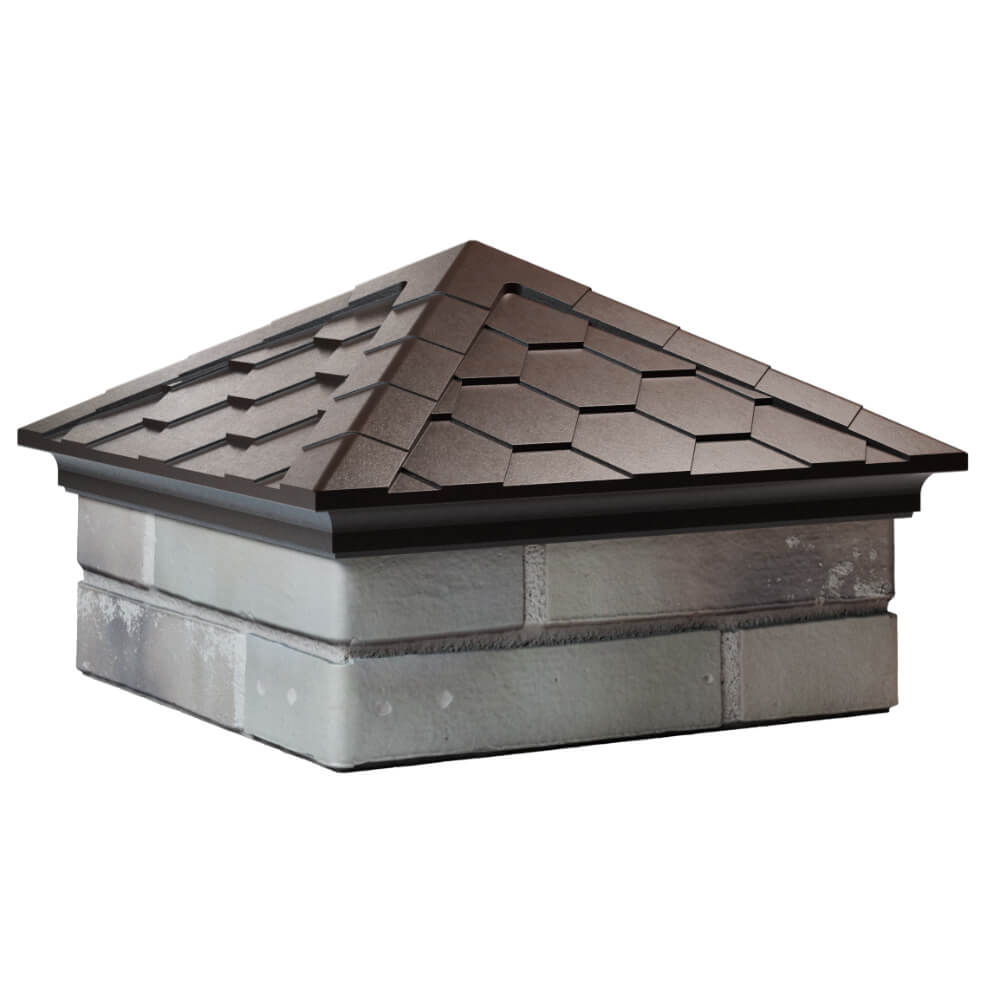 Колпак Zking Эверест Коричневый на столб 1.5х1.5 кирпича (390х390мм) в Бердске фото