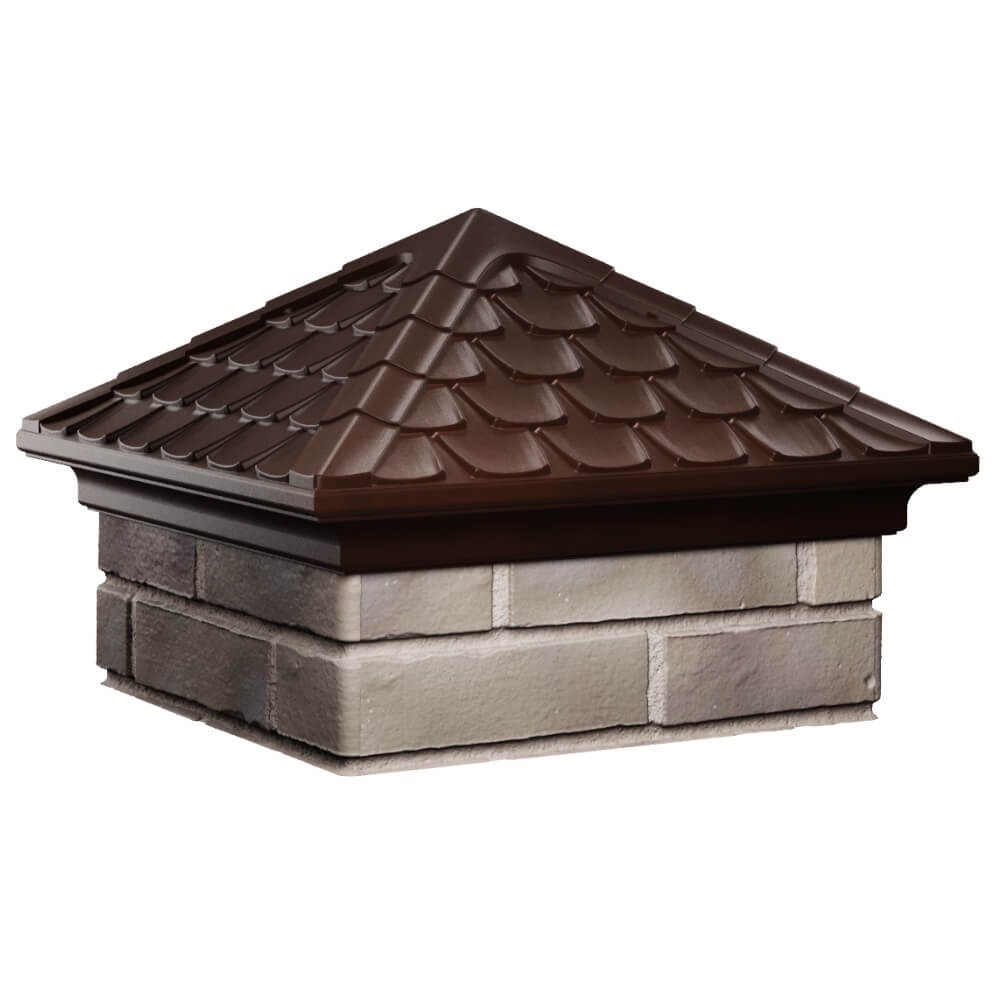 Колпак Zking Эльбрус Коричневый на столб 1.5х1.5 кирпича (385х385мм) в Бердске фото